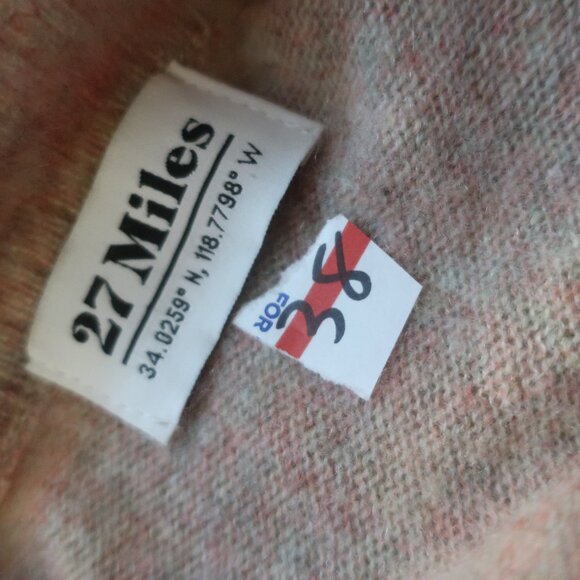 Womens 27 Miles Pink, Multi-Color 100% Cashmere V-Neck Sweater S - Picture 11 of 11